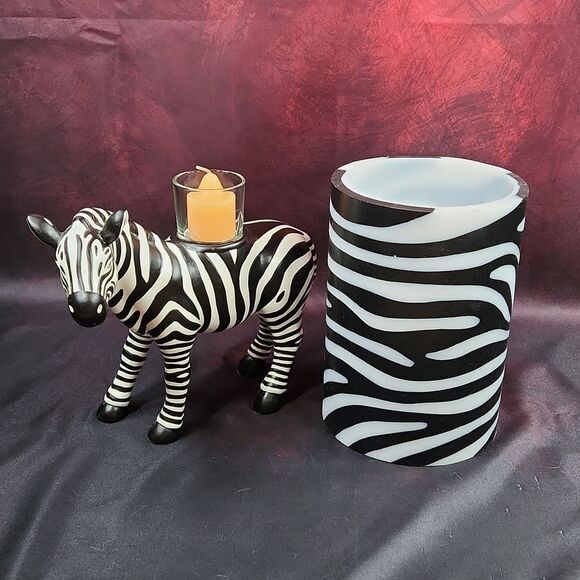 🩵PartyLite Zebra Votive/Tealight Candle Holder - Picture 2 of 16